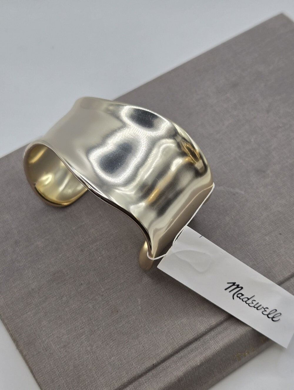 Madewell Sculpted Wide Cuff Bracelet Chunky Organic Shape Wavy Pale Gold NWT